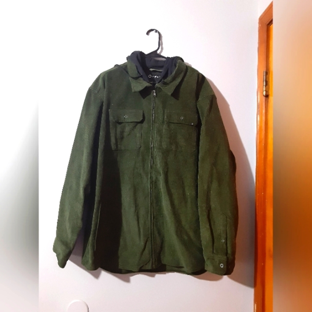 Empyre NWT  Men's Corduroy Hooded Jacker Green Zip Up With Pokets XL - Picture 2 of 9